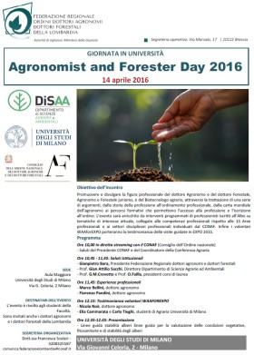 GIORNATA IN UNIVERSITÀ – Agronomist and Forester Day 2016 – 14 aprile 2016
