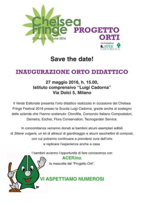 Inaugurazione Orto Didattico – Chelsea Fringe Milan 2016