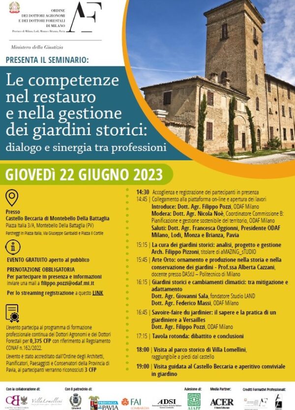 SEMINARIO “Le competenze nel restauro e nella gestione dei giardini storici: dialogo e sinergia tra professioni”